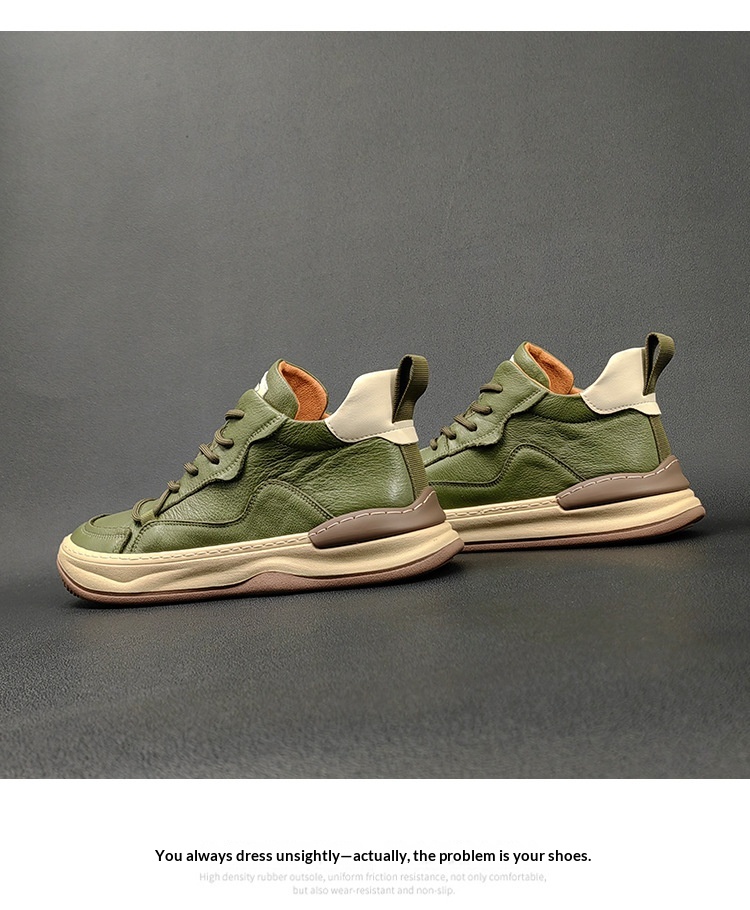 Echte Leder High Top Herren Sneaker Freizeitschuhe Vielseitig_voghion.com
