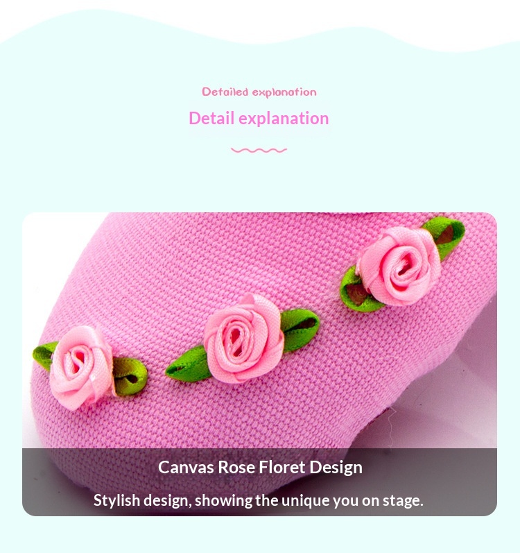 Childrens Canvas Ballet Shoes With Soft Soles And Rose Pattern_voghion.com