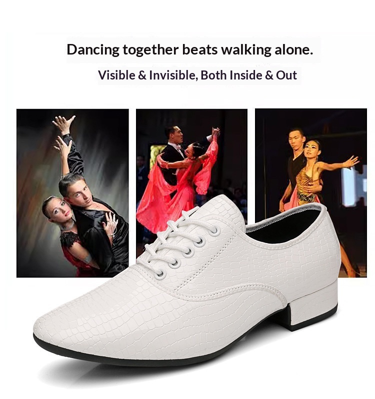 Dance Shoes New Men's White Stone Pattern Women's Soft Sole Square Dance Shoes_voghion.com