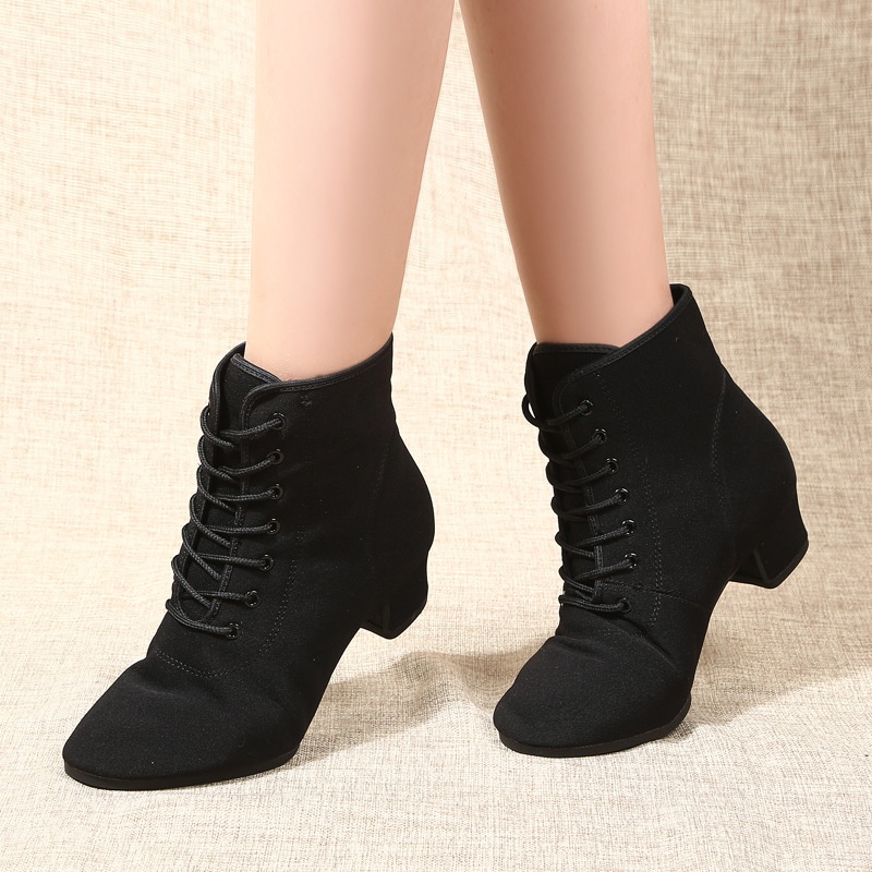 Chaussures de danse montantes carrées en tissu Oxford pour femmes, semelle souple, style défilé, entraînement, style marin._voghion.com