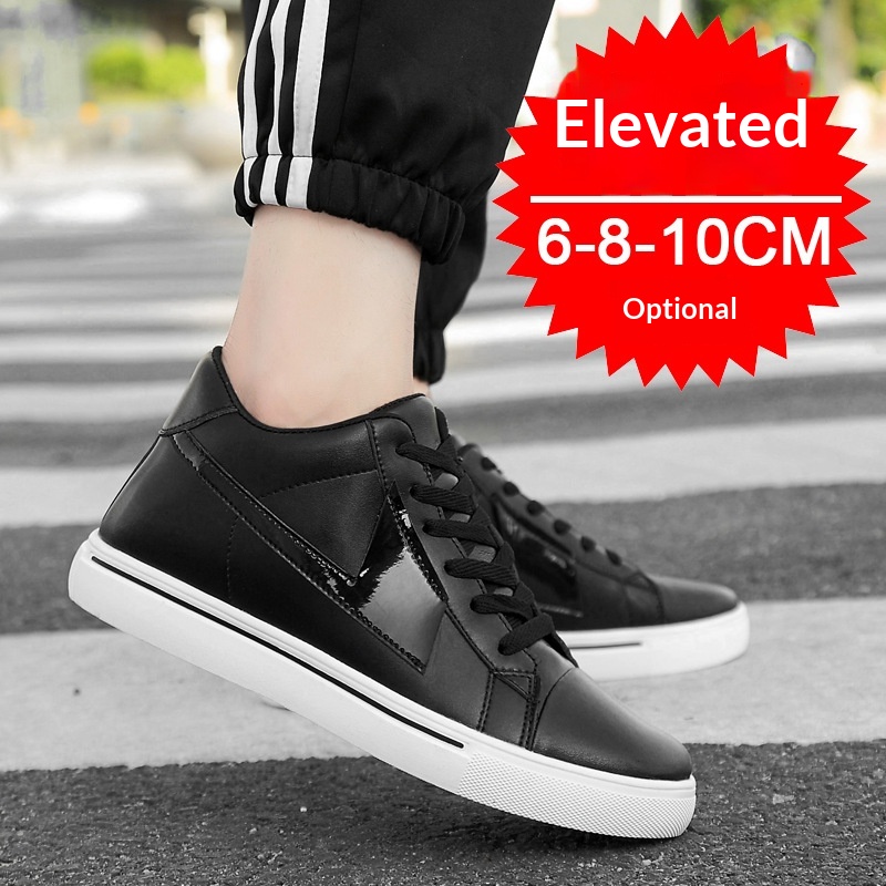 Summer Increasing 10cm Men's Casual Sports Shoes Invisible 6 Breathable Cowhide Height Increase Sneakers 8cm_voghion.com