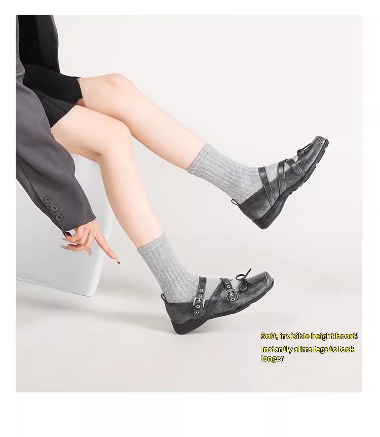 Women's Retro Ballet Dance Shoes With Bow And Square Toe_voghion.com
