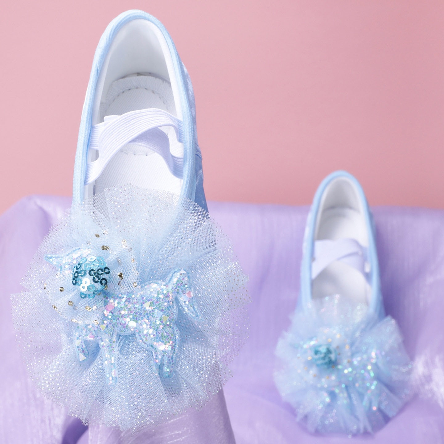 Blaue, bunte Einhorn-Ballettschuhe für Mädchen, Tanzübungen für Kindergartenkinder, Aufführungsschuhe 8040_voghion.com