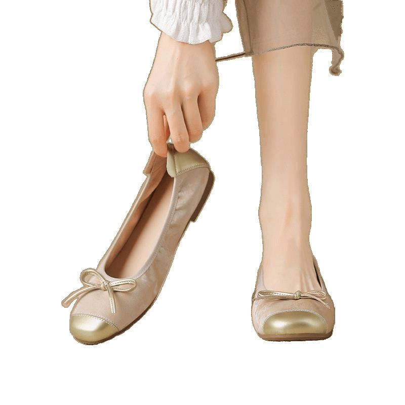 Mocassins plats en cuir véritable, collection été 2025, style féerique, semelle souple, bout ouvert, pour femmes._voghion.com
