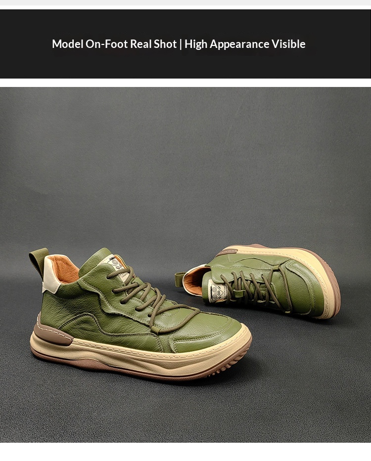 Echte Leder High Top Herren Sneaker Freizeitschuhe Vielseitig_voghion.com