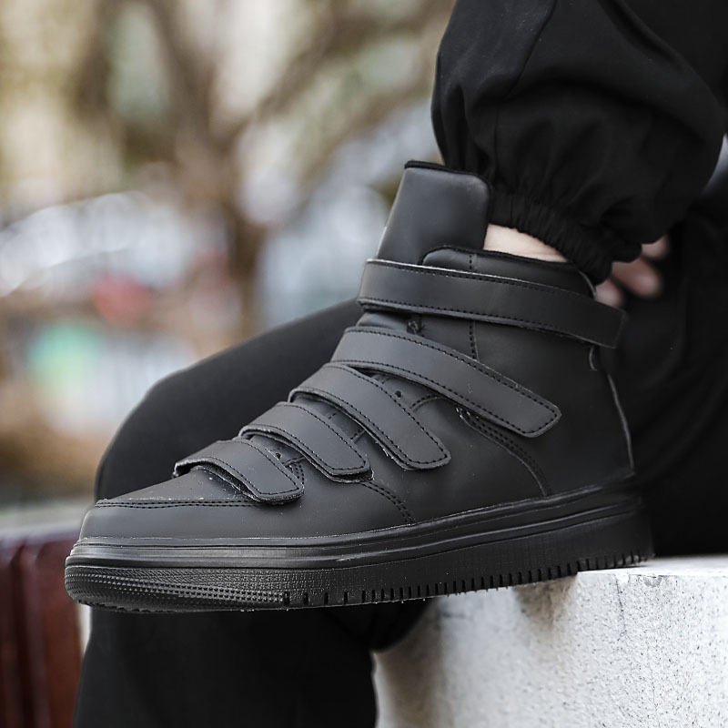 European Station Cross-Border Red Men's INS High-Top Sneakers Versatile Velcro Casual Sports White Shoes_voghion.com