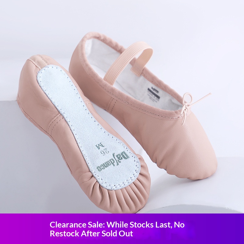 Chaussures de danse pour enfants, en peau de mouton, pour l'entraînement au ballet. Chaussures de danse en cuir à semelle souple pour filles._voghion.com