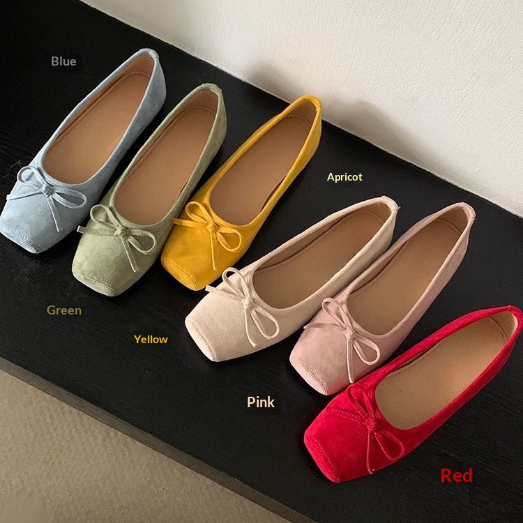 Dance Shoes Flat French Bowknot Women's Red Ballet Flats Spring Summer New Soft Sole Shoes For Women_voghion.com