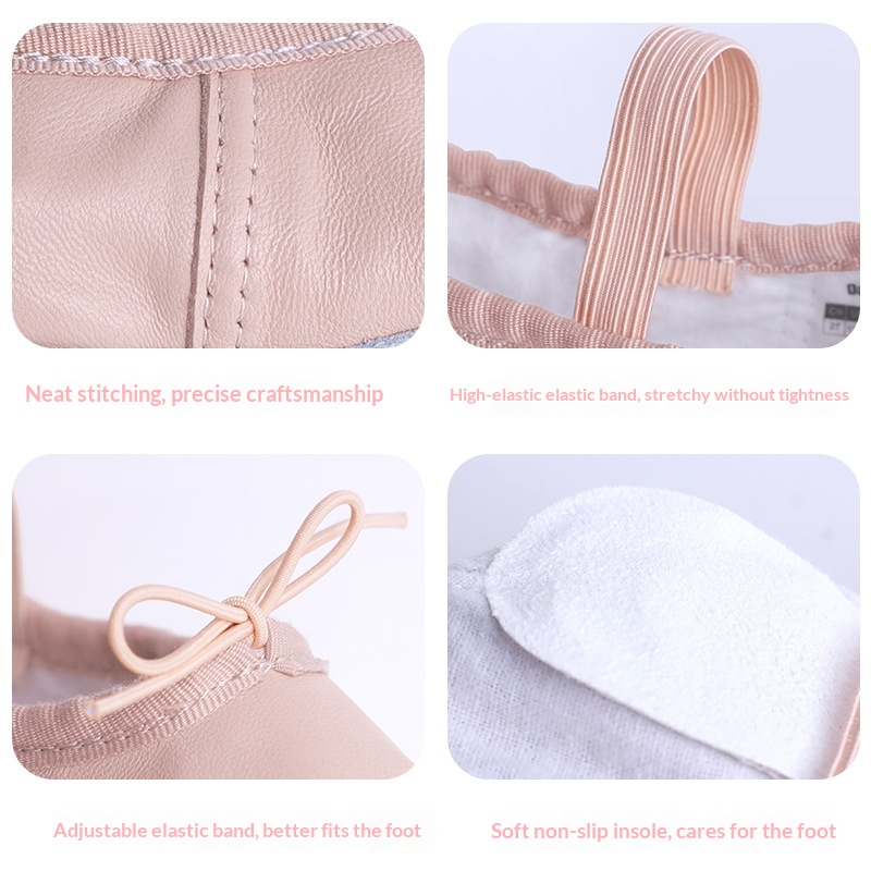 Chaussures de danse pour enfants, en peau de mouton, pour l'entraînement au ballet. Chaussures de danse en cuir à semelle souple pour filles._voghion.com