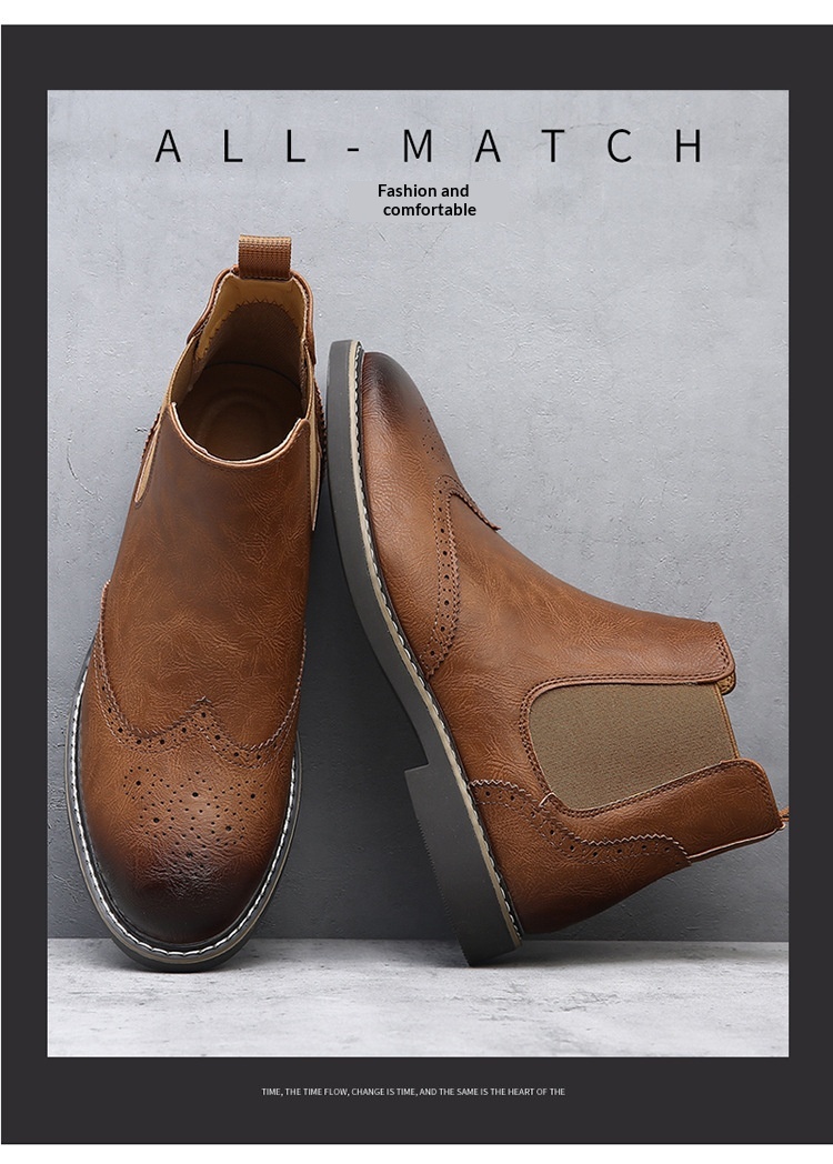 Botas martin brogue em pele para homem estilo britânico_voghion.com