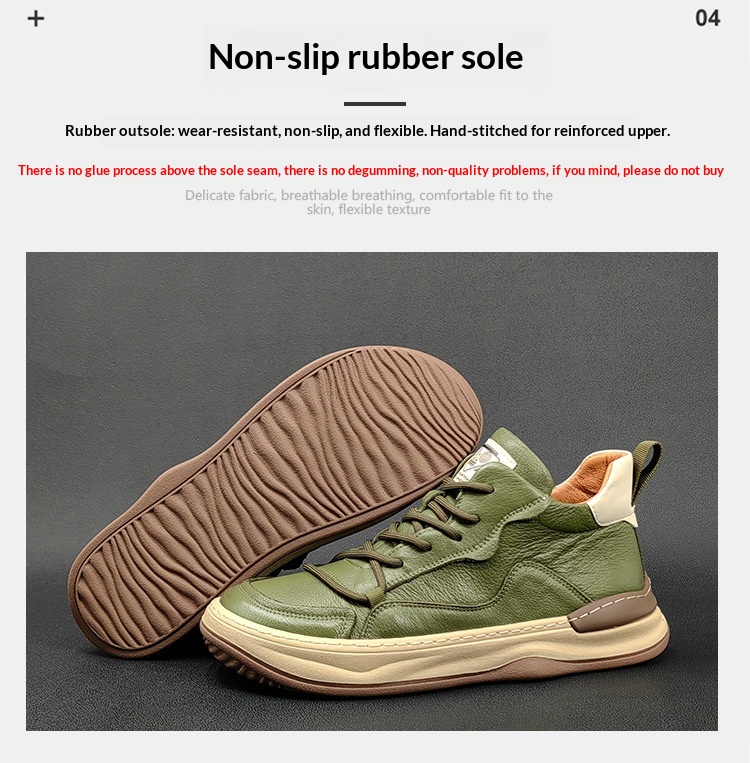 Echte Leder High Top Herren Sneaker Freizeitschuhe Vielseitig_voghion.com