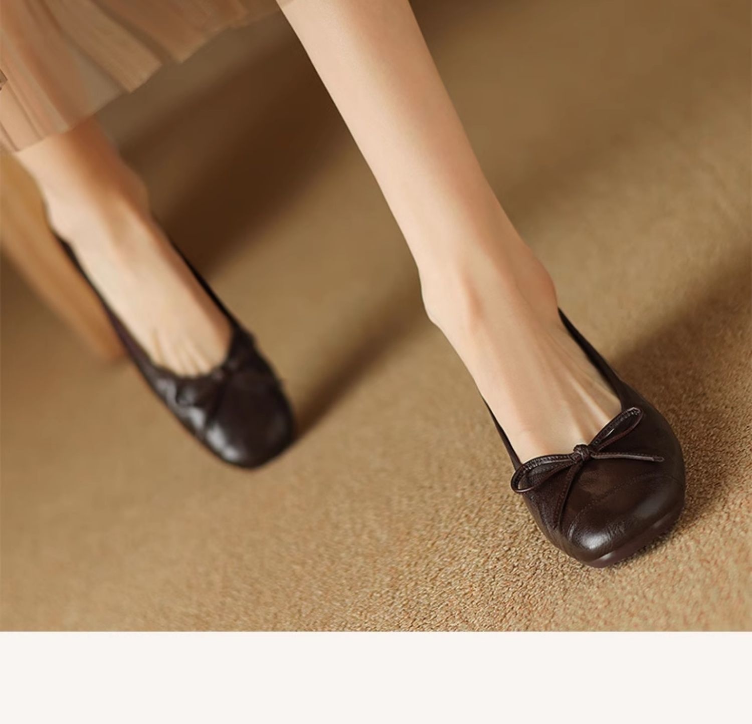 Women’s Flat Leather Ballet Dance Shoes With Round Toe And Slip-on_voghion.com