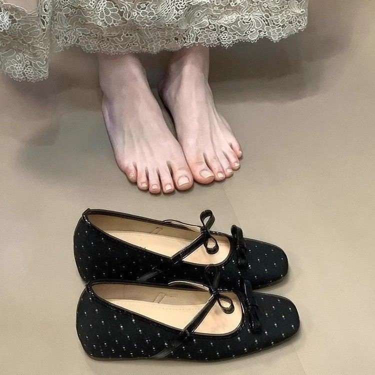 Elegant Women’s Mary Jane Dance Shoes With Bow And Square Toe_voghion.com