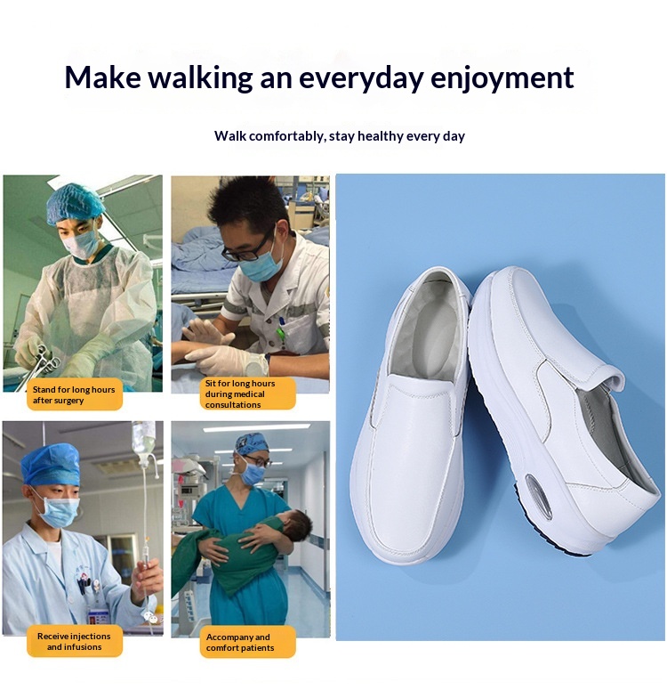 Schwarze Lederschuhe Für Pflegepersonal Mit Luftpolstersohle_voghion.com