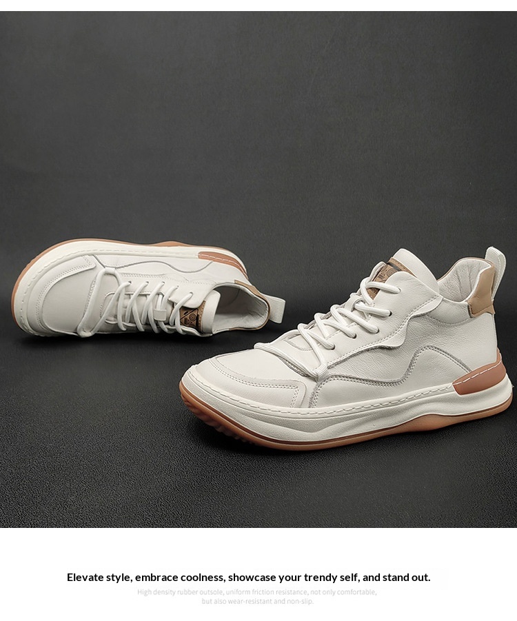 Echte Leder High Top Herren Sneaker Freizeitschuhe Vielseitig_voghion.com