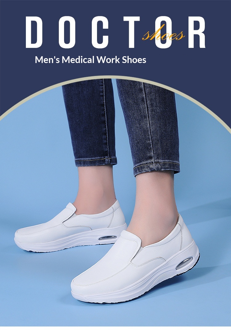 Schwarze Lederschuhe Für Pflegepersonal Mit Luftpolstersohle_voghion.com