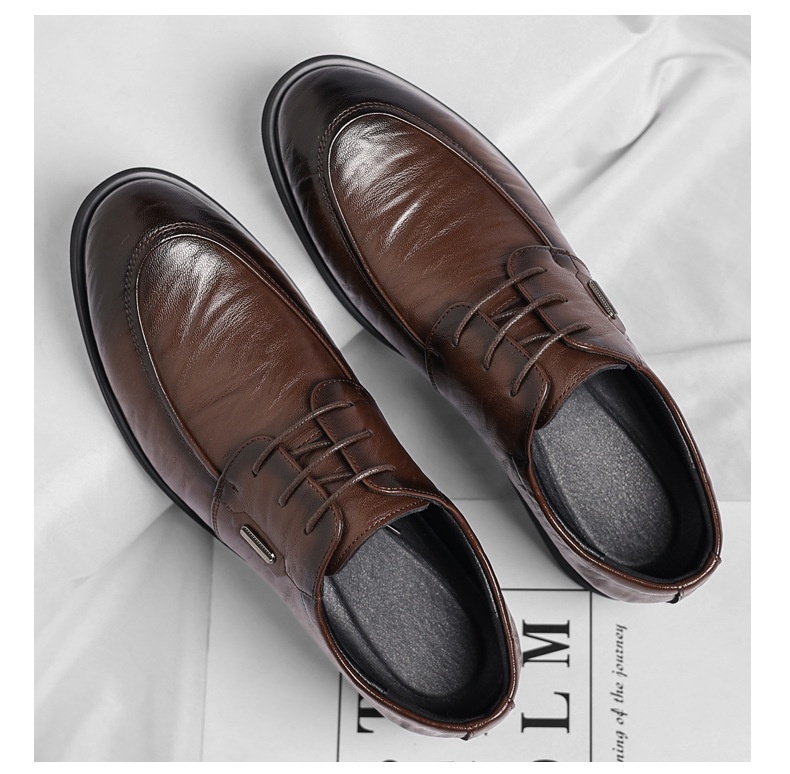 Men's Retro Leather Casual Shoes Lace-up Business Formal Style_voghion.com