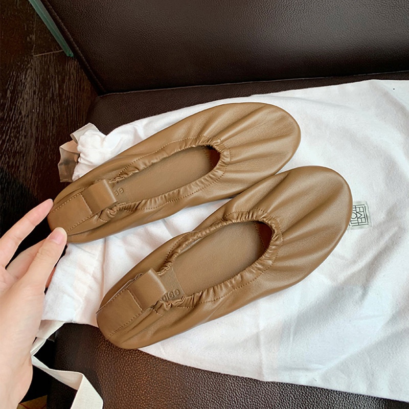Dance Shoes Grape Mom Style French Lazy Round Toe Soft Sole Granny Slip-On Flat Ballet Shoes For Women_voghion.com