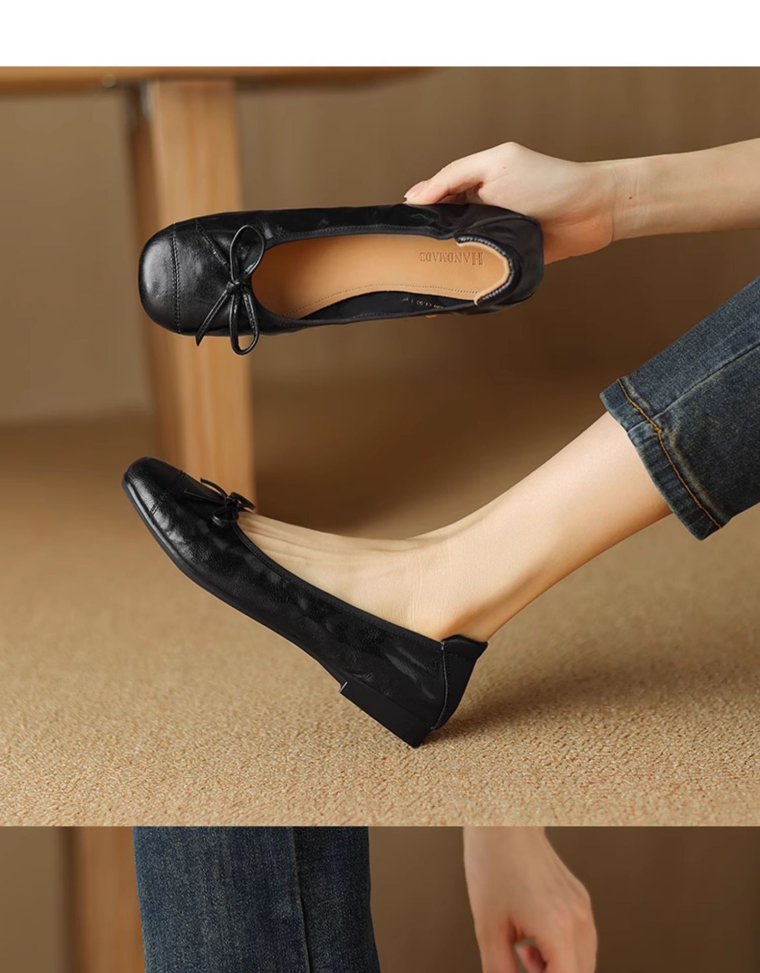 Women’s Flat Leather Ballet Dance Shoes With Round Toe And Slip-on_voghion.com