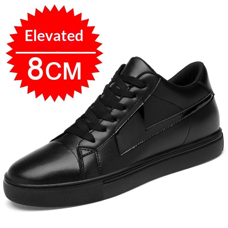 Summer Increasing 10cm Men's Casual Sports Shoes Invisible 6 Breathable Cowhide Height Increase Sneakers 8cm_voghion.com