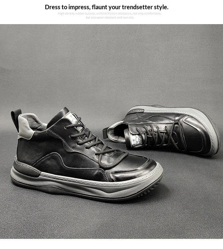 Echte Leder High Top Herren Sneaker Freizeitschuhe Vielseitig_voghion.com