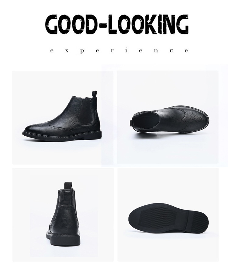 Botas martin brogue em pele para homem estilo britânico_voghion.com