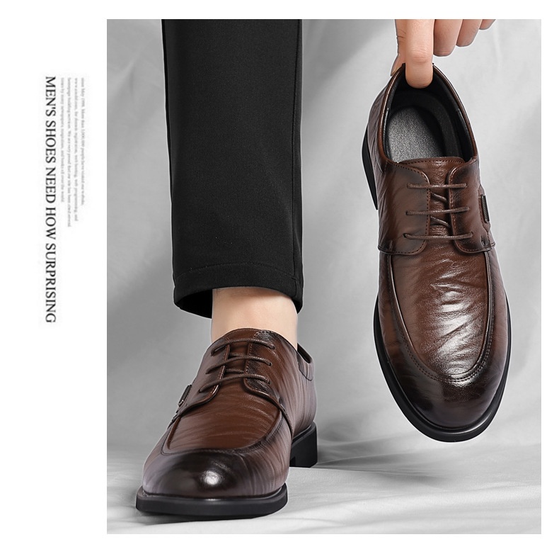 Men's Retro Leather Casual Shoes Lace-up Business Formal Style_voghion.com
