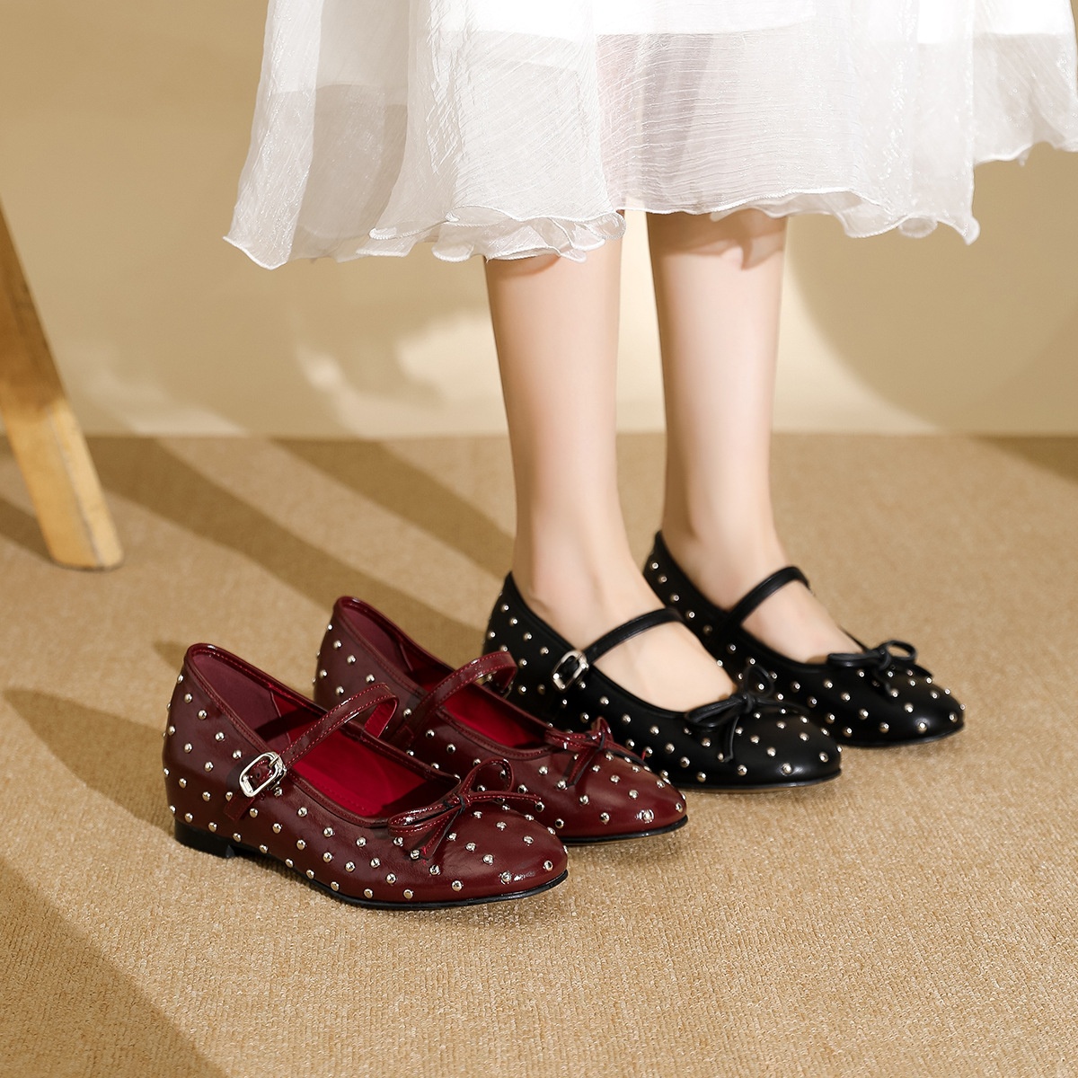 Chaussures de danse Fengliya Single Fairy Bowknot 2025 Nouvelles chaussures plates Mary Jane argentées à cristaux scintillants et diamants_voghion.com