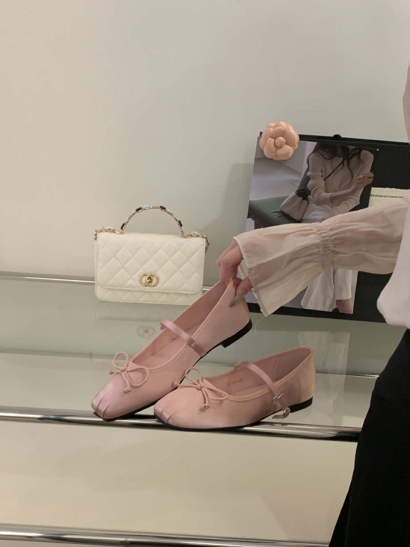 Women's Satin Square Toe Ballet Dance Shoes Fairy Style Flat_voghion.com