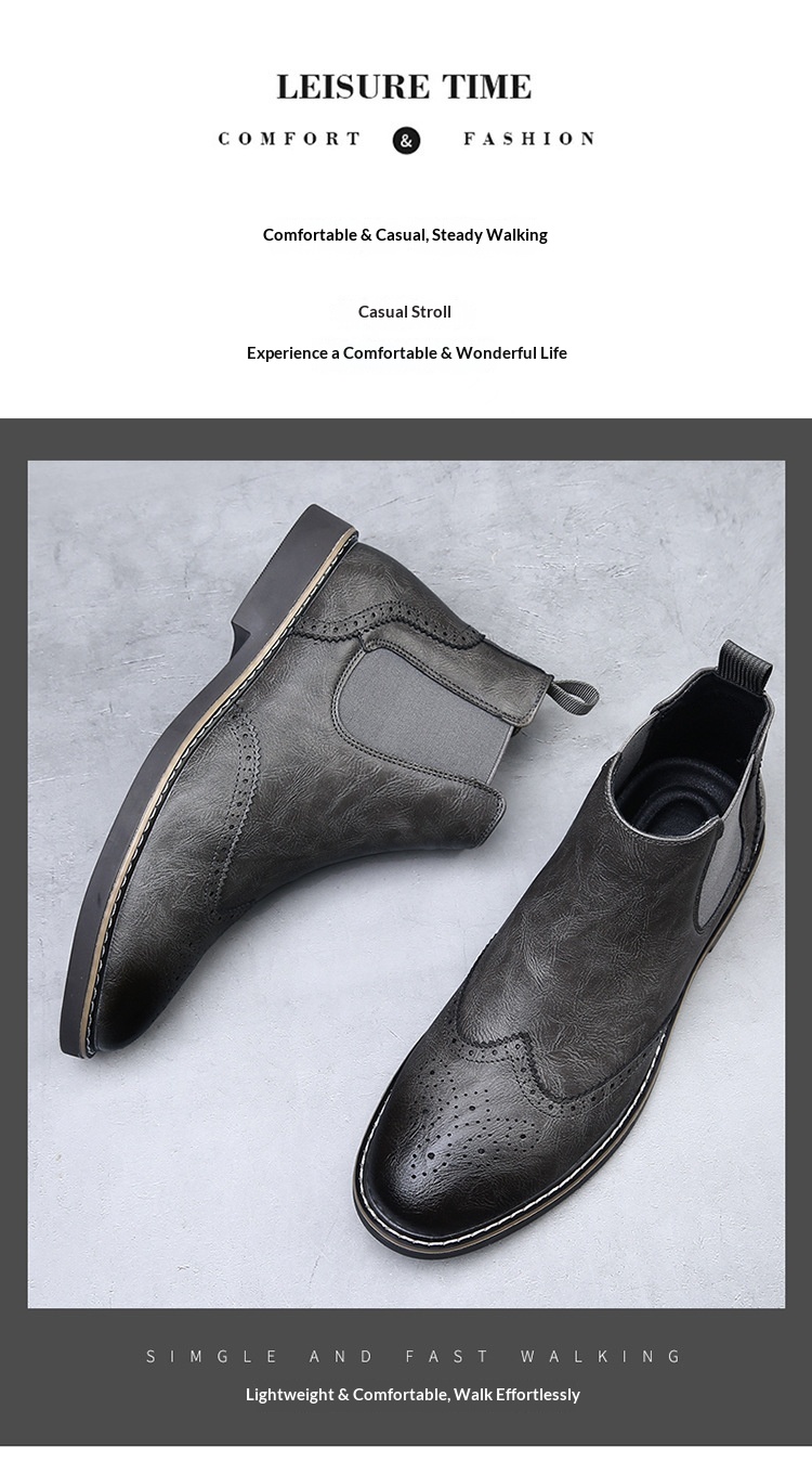 Botas martin brogue em pele para homem estilo britânico_voghion.com