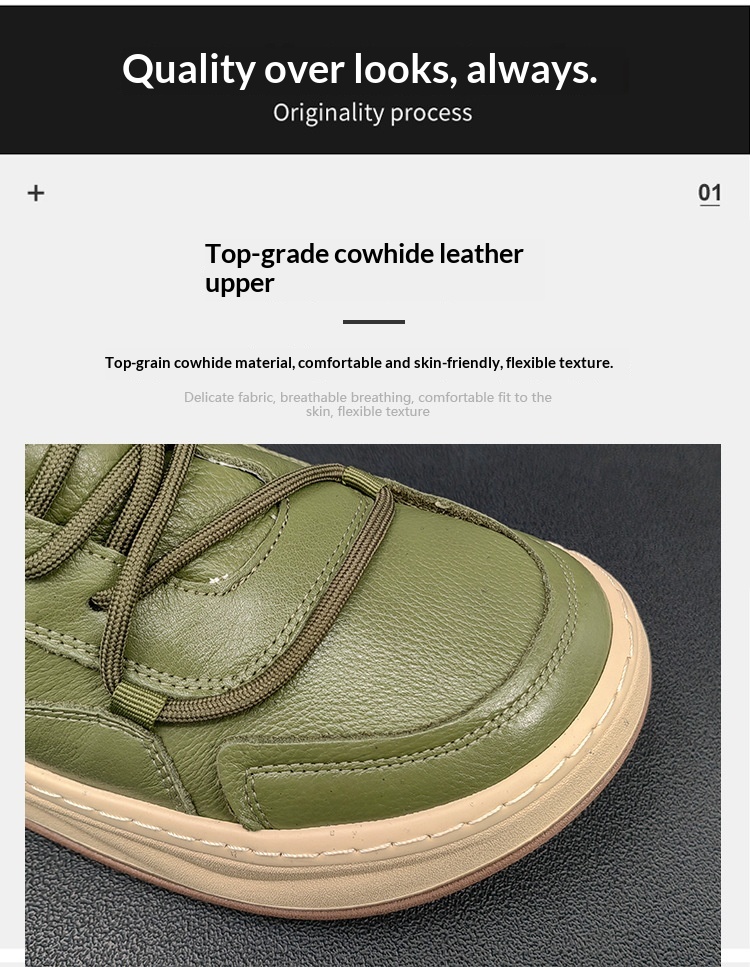 Echte Leder High Top Herren Sneaker Freizeitschuhe Vielseitig_voghion.com