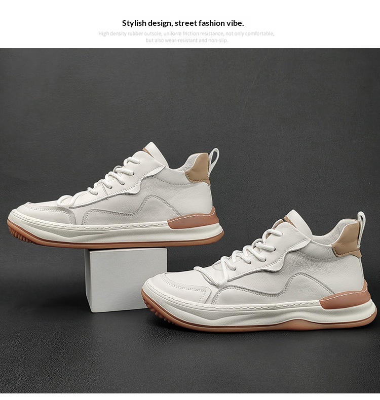 Echte Leder High Top Herren Sneaker Freizeitschuhe Vielseitig_voghion.com