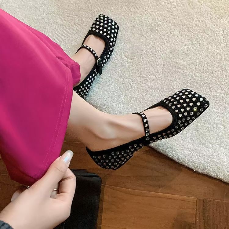 Damskor mary jane för dans i äkta läder med strass_voghion.com