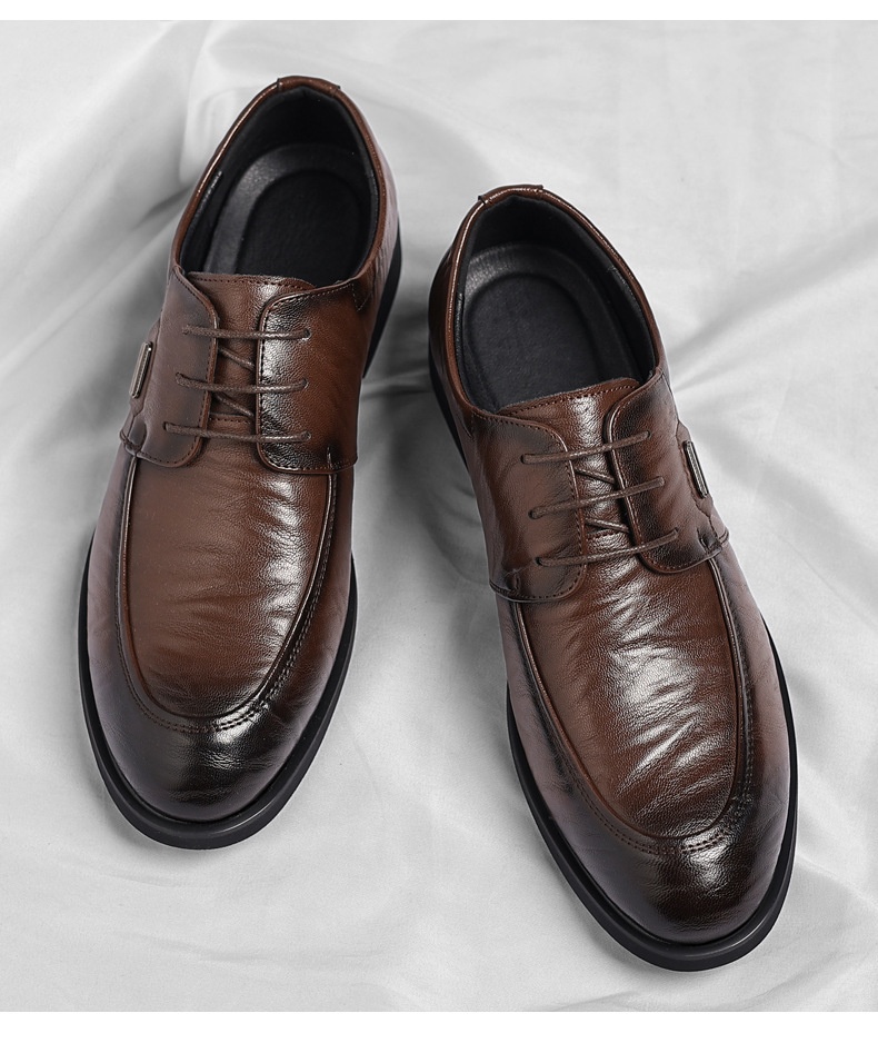 Men's Retro Leather Casual Shoes Lace-up Business Formal Style_voghion.com