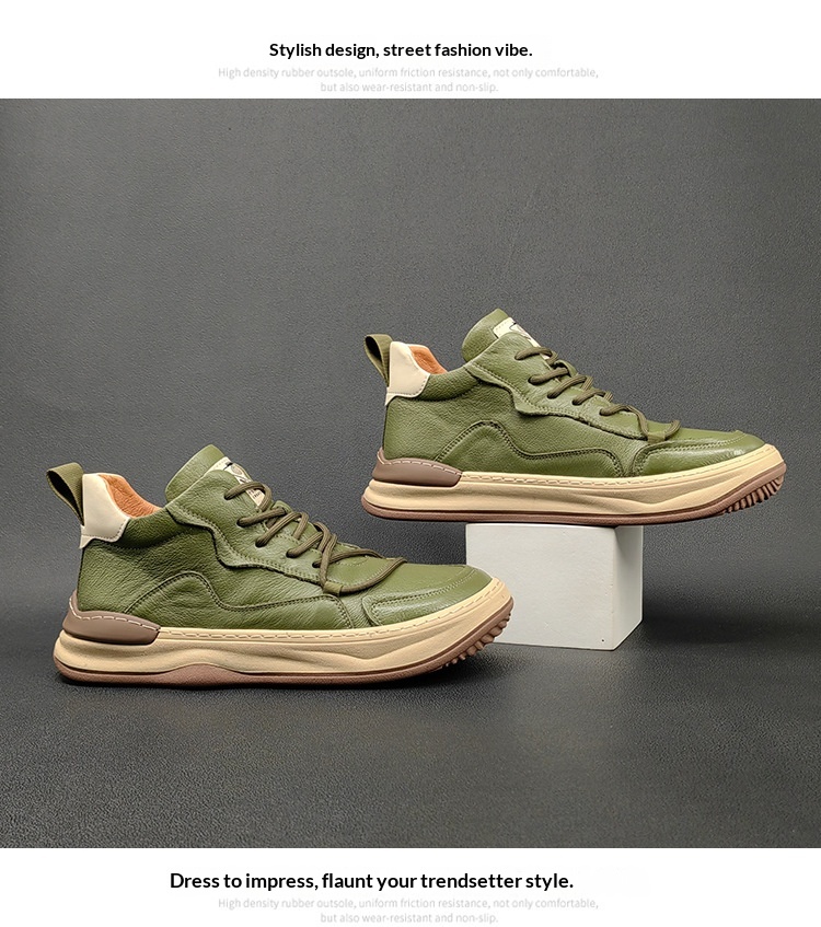 Echte Leder High Top Herren Sneaker Freizeitschuhe Vielseitig_voghion.com
