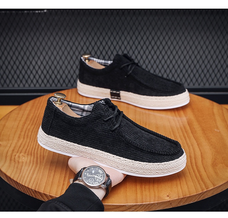 Herren Cord Slipper Freizeitschuhe Runde Zehenpartie Slipper_voghion.com