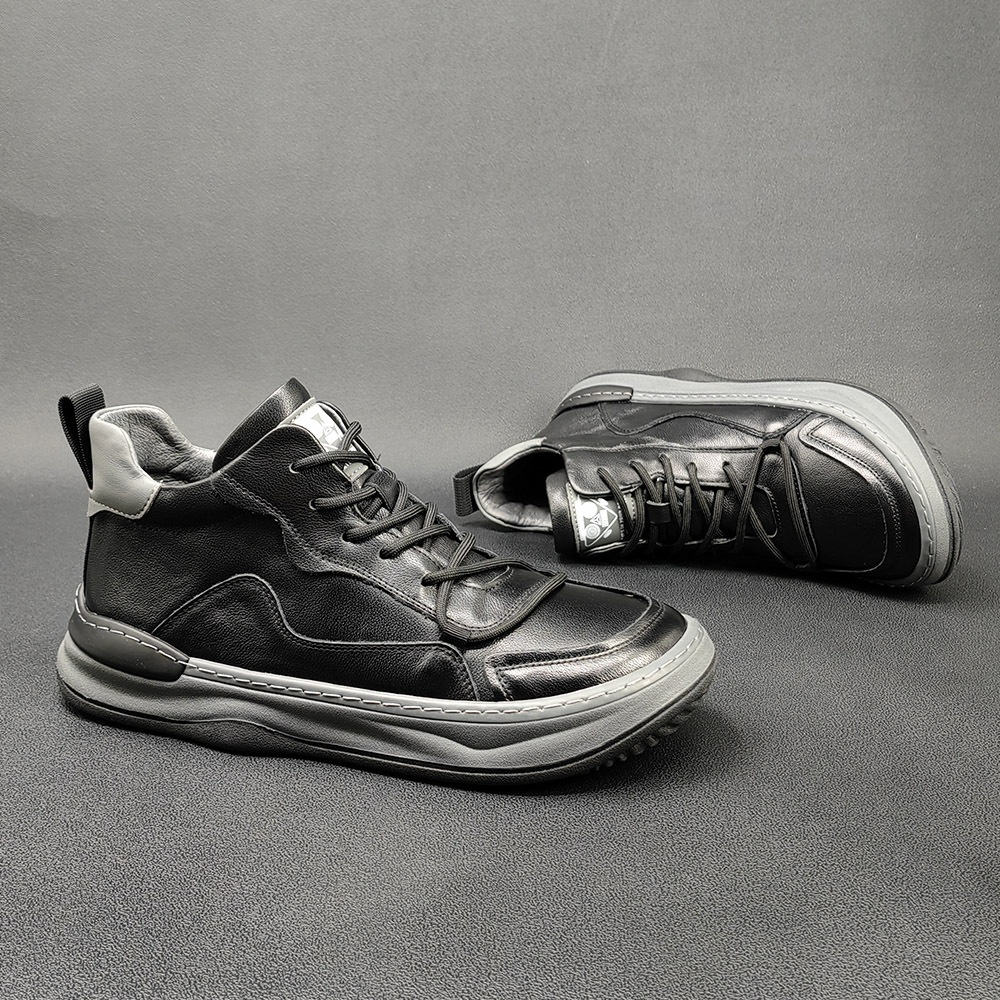 Sneaker aus echtem Leder, niedliches Design mit Mango-Zehenkappe, hohes Obermaterial aus Rindsleder, vielseitige Herren-Freizeitschuhe im europäischen Stil._voghion.com