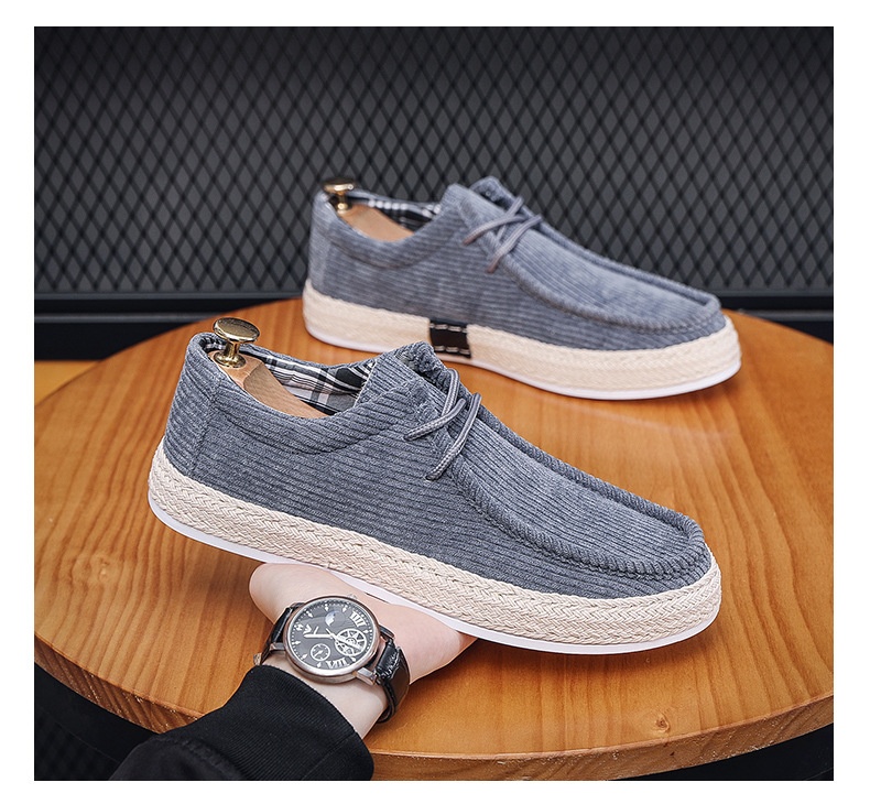 Herren Cord Slipper Freizeitschuhe Runde Zehenpartie Slipper_voghion.com