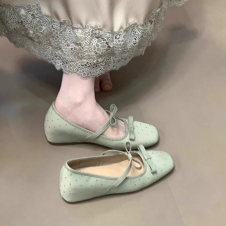 Elegant Women’s Mary Jane Dance Shoes With Bow And Square Toe_voghion.com