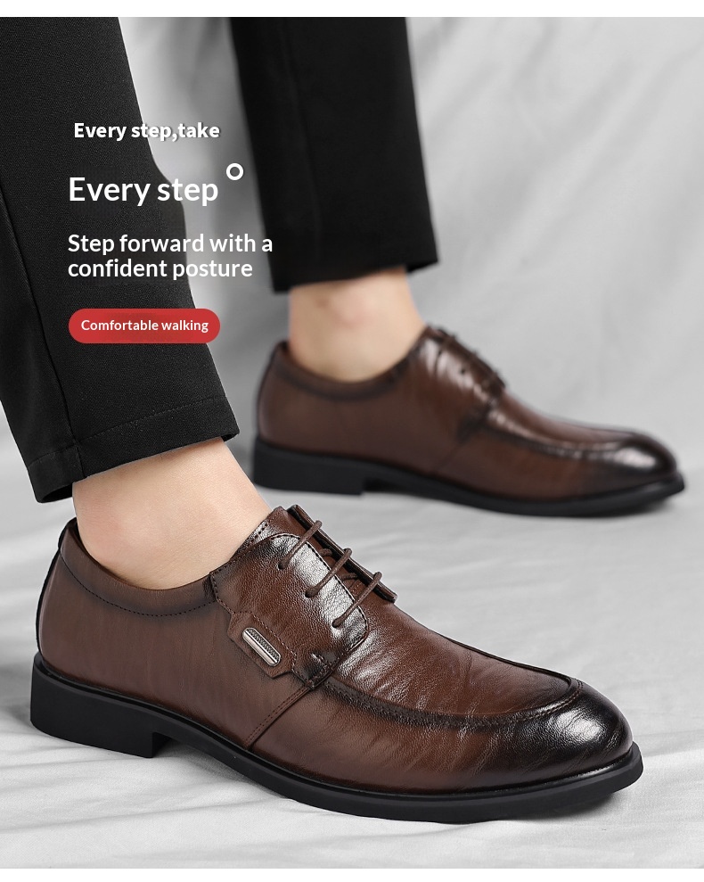 Men's Retro Leather Casual Shoes Lace-up Business Formal Style_voghion.com