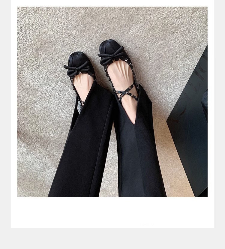 Dansskor för damer v-style nitade mary jane ballerinaskor_voghion.com