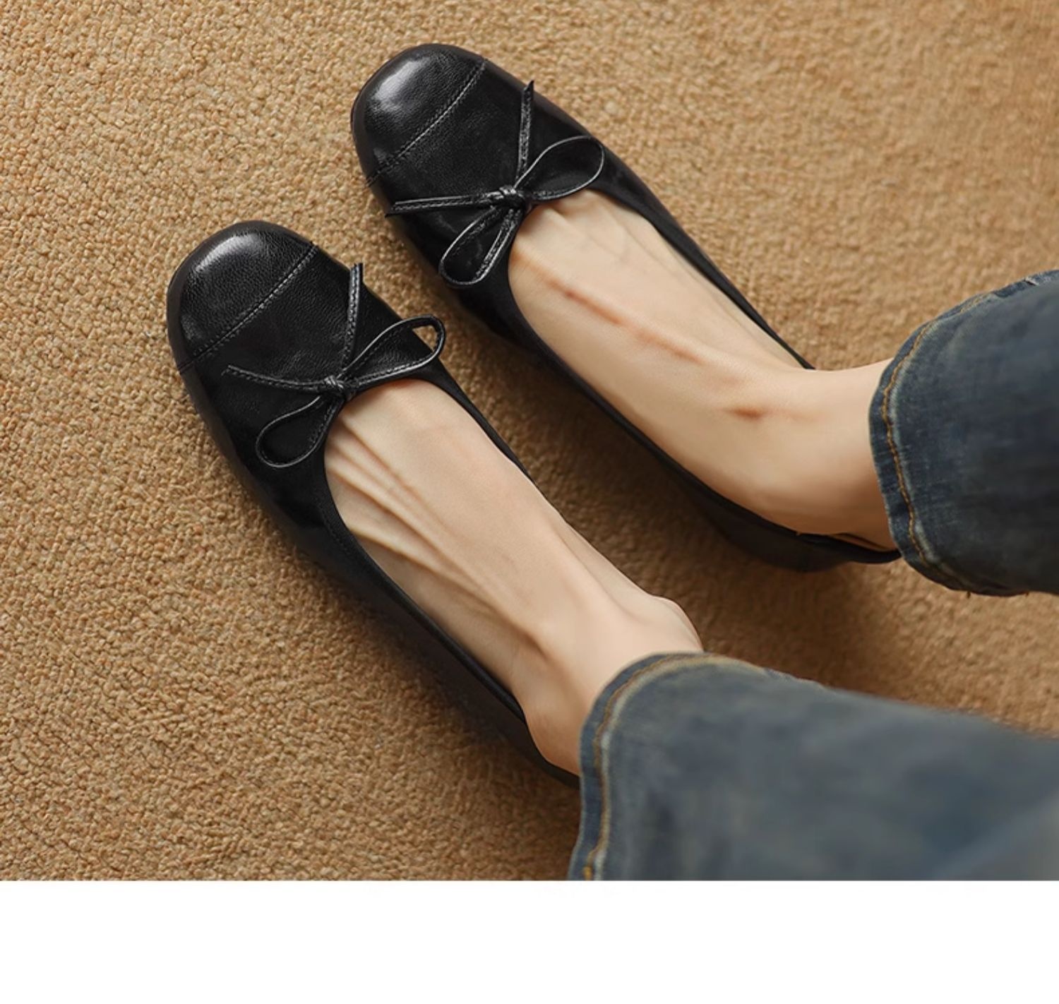Women’s Flat Leather Ballet Dance Shoes With Round Toe And Slip-on_voghion.com