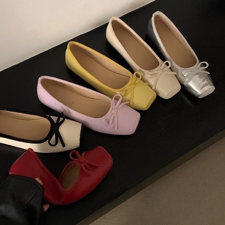 Dance Shoes Flat French Bowknot Women's Red Ballet Flats Spring Summer New Soft Sole Shoes For Women_voghion.com