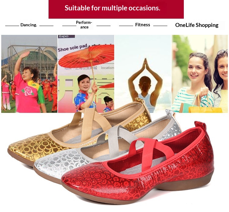 Rote Lederschuhe Für Damen Zum Tanzen Mit Weicher Sohle Und Absatz_voghion.com