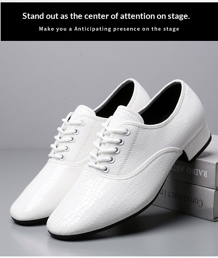 Dance Shoes New Men's White Stone Pattern Women's Soft Sole Square Dance Shoes_voghion.com