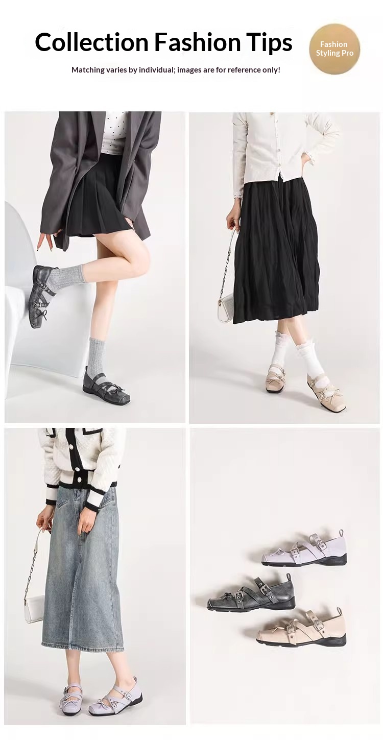 Women's Retro Ballet Dance Shoes With Bow And Square Toe_voghion.com