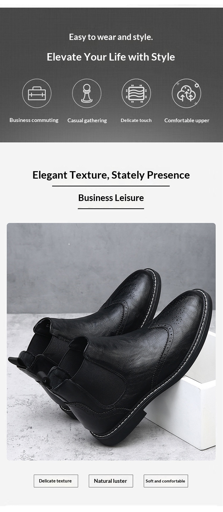 Botas martin brogue em pele para homem estilo britânico_voghion.com