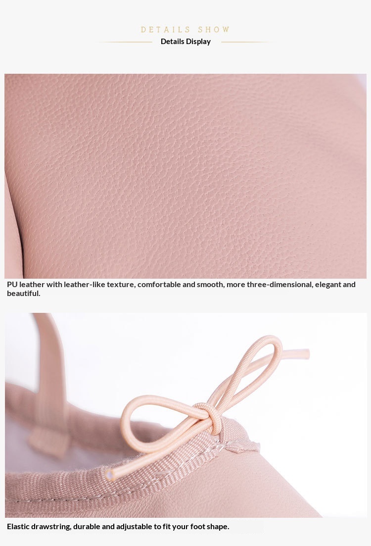 Chaussons de danse classique fille en cuir souple pour ballet_voghion.com