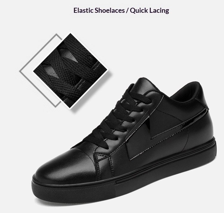 Men's Casual Height Increasing Sneakers Breathable Cowhide Shoes_voghion.com
