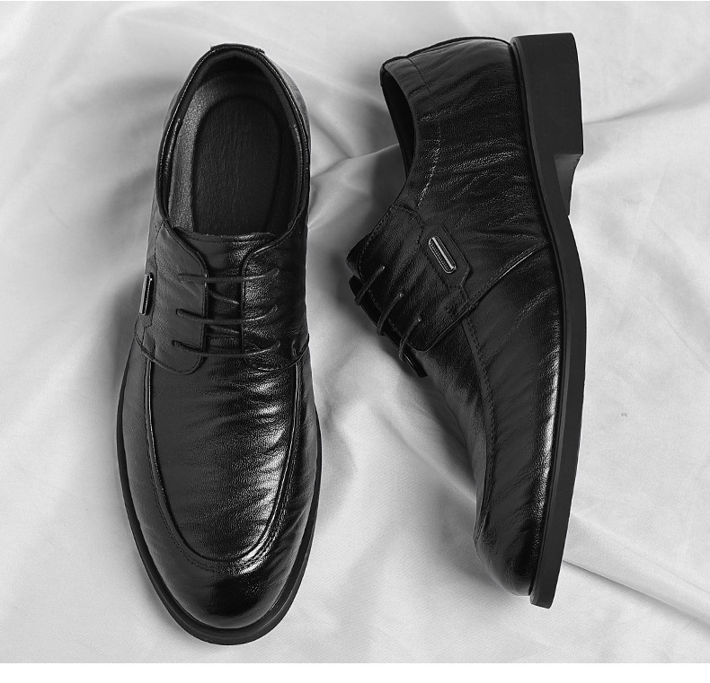 Men's Retro Leather Casual Shoes Lace-up Business Formal Style_voghion.com